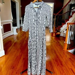 ZARA Snake Print Maxi Dress Black/White Size XS